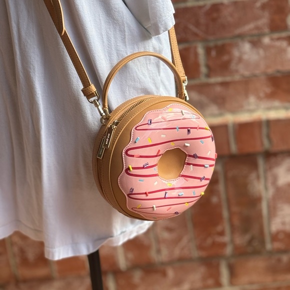 Kate Spade Novelty Bag Coffee Break 3D Donut Crossbody Pink Multi - Picture 6 of 14
